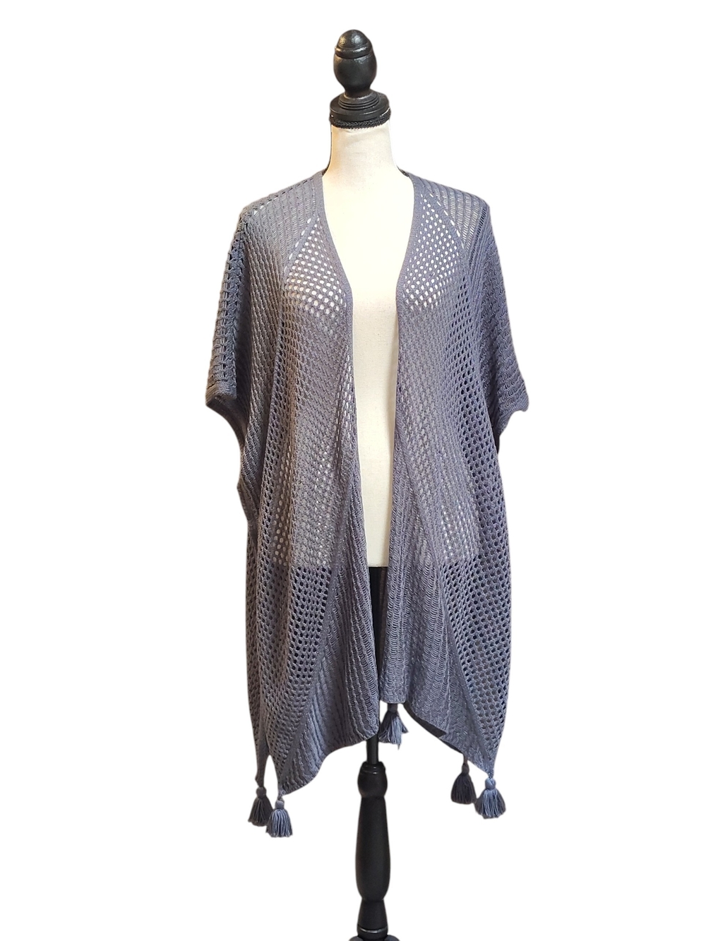 Steve Madden Open Knit Tassel Ruana Cardigan/Cover-Up NWOT